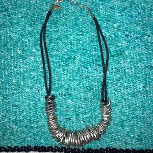 Beautiful J. Jill, 16 inch multi-ring necklace on knotted black cord